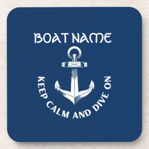 Keep Calm And Dive On,Anchor Navy Blue  Coaster