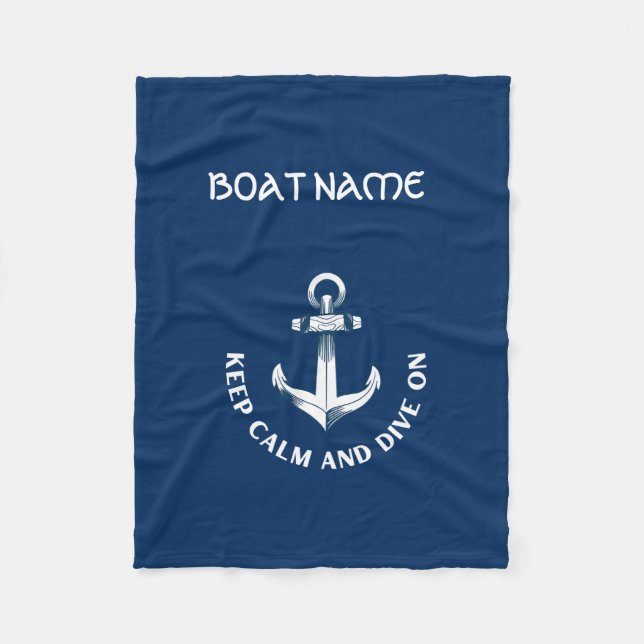 Keep Calm And Dive On,Anchor Navy Blue  Fleece Blanket (Front)