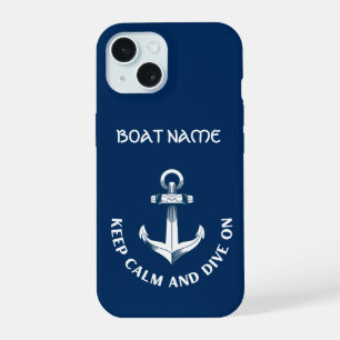 Keep Calm And Dive On,Anchor Navy Blue iPhone 15 Case