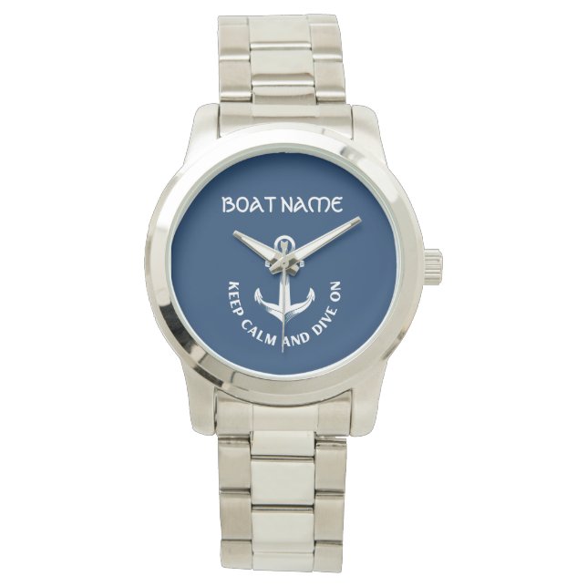 Keep Calm And Dive On,Anchor Navy Blue  Watch (Front)