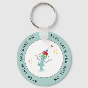 Keep Calm and Dose On – Funny Diabetes Keychain