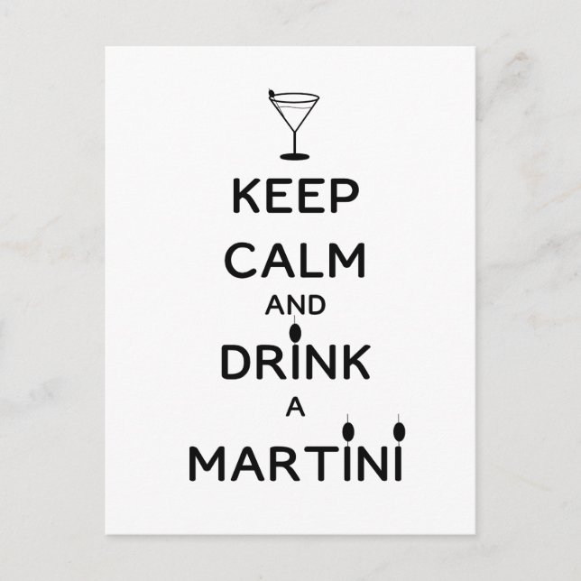 Keep Calm and Drink A Martini Postcard (Front)