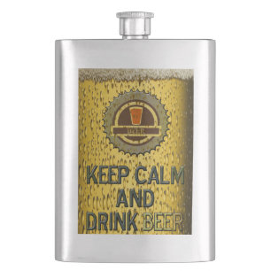 Keep calm and drink beer hip flask