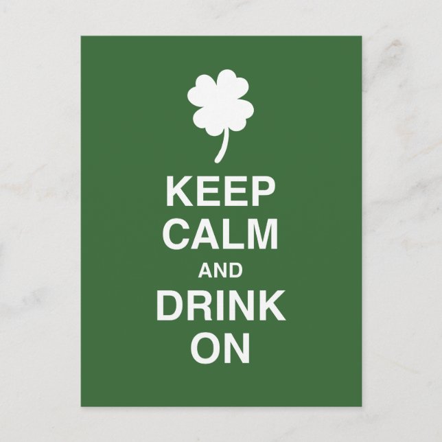 Keep Calm and Drink On Postcard (Front)