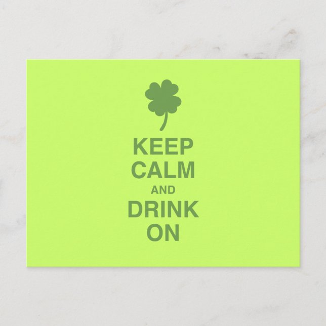 Keep Calm and Drink On Postcard (Front)