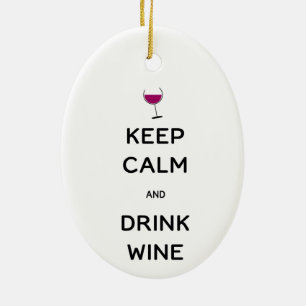Keep Calm and Drink Wine Ceramic Tree Decoration