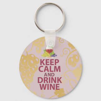 Keep Calm and Drink Wine Gift Unique Art Design Key Ring