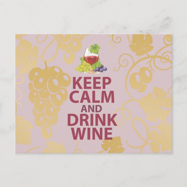 Keep Calm and Drink Wine Gift Unique Art Design Postcard (Front)