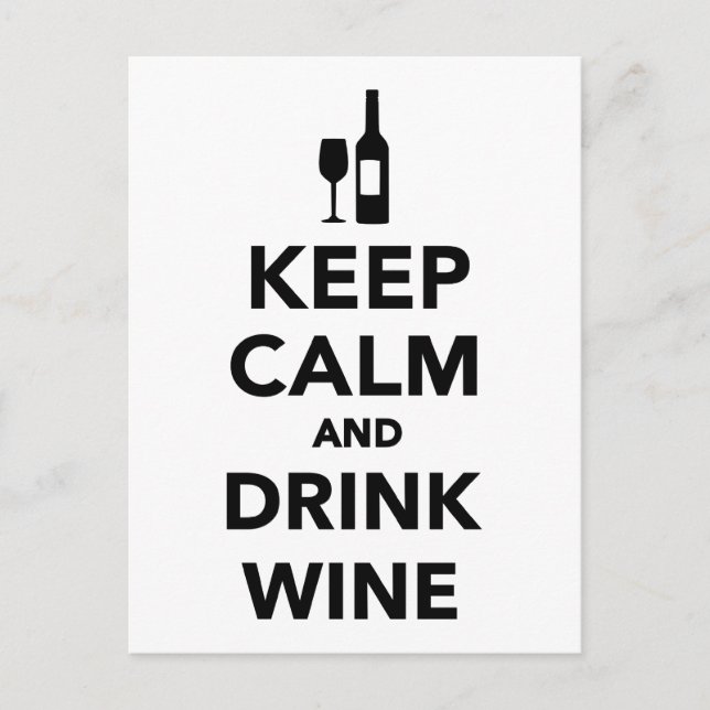 Keep calm and drink Wine Postcard (Front)