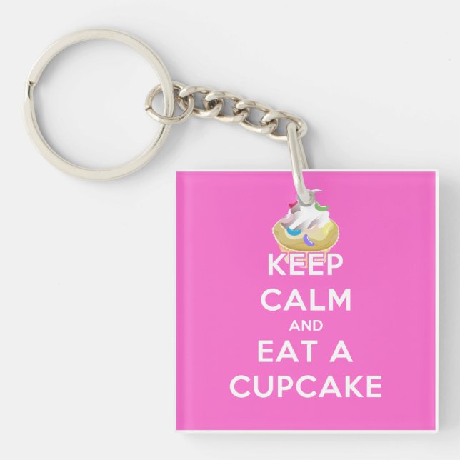 Keep Calm and Eat a Cupcake Key Ring (Front)