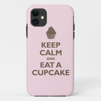 Keep Calm and Eat A Cupcake (pink and brown) iPhone 11 Case