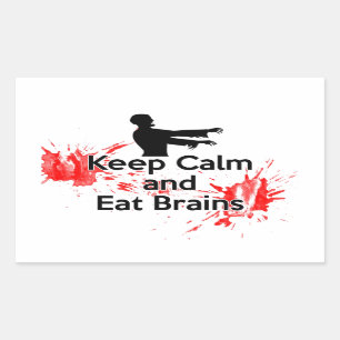 Keep Calm and Eat Brains - Zombie Rectangular Sticker