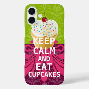 KEEP CALM AND Eat Cupcakes-change plum any colour iPhone 16 Plus Case