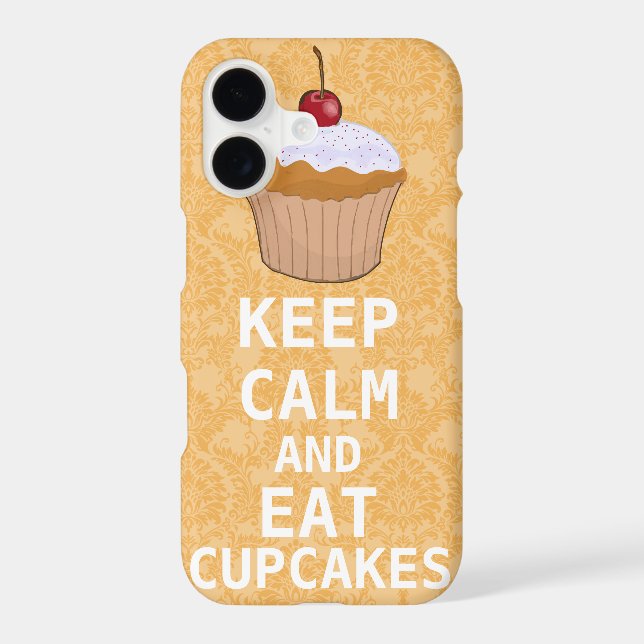 KEEP CALM AND Eat Cupcakes Coral Damask (Back)