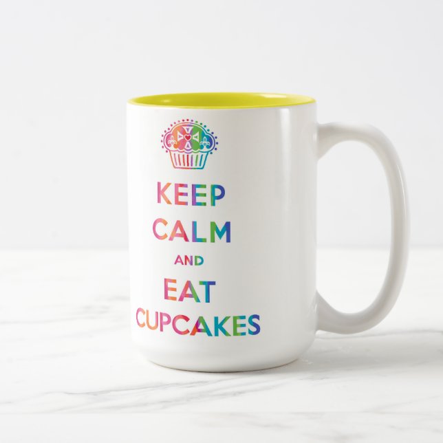 Keep Calm and Eat Cupcakes rainbow mug (Right)
