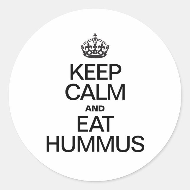KEEP CALM AND EAT HUMMUS CLASSIC ROUND STICKER (Front)