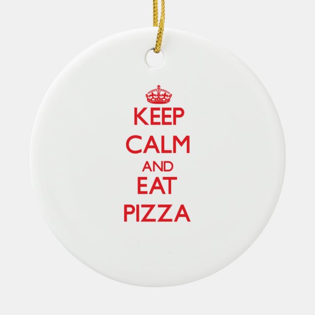Keep calm and eat Pizza Ceramic Tree Decoration (Front)
