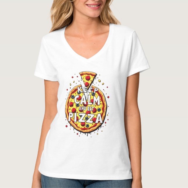 Keep Calm and Eat Pizza: Perfect Design for Pizza  T-Shirt (Front)