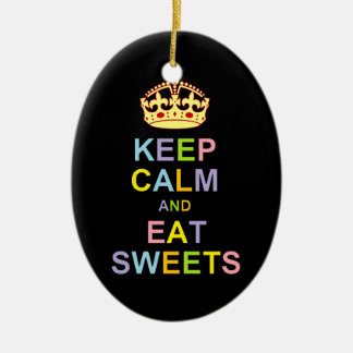 Keep Calm and Eat Sweets Ceramic Tree Decoration