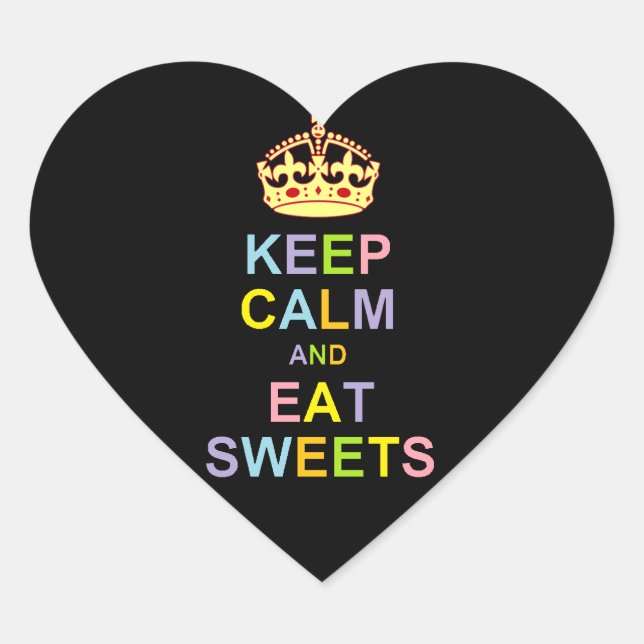 Keep Calm and Eat Sweets Heart Sticker (Front)
