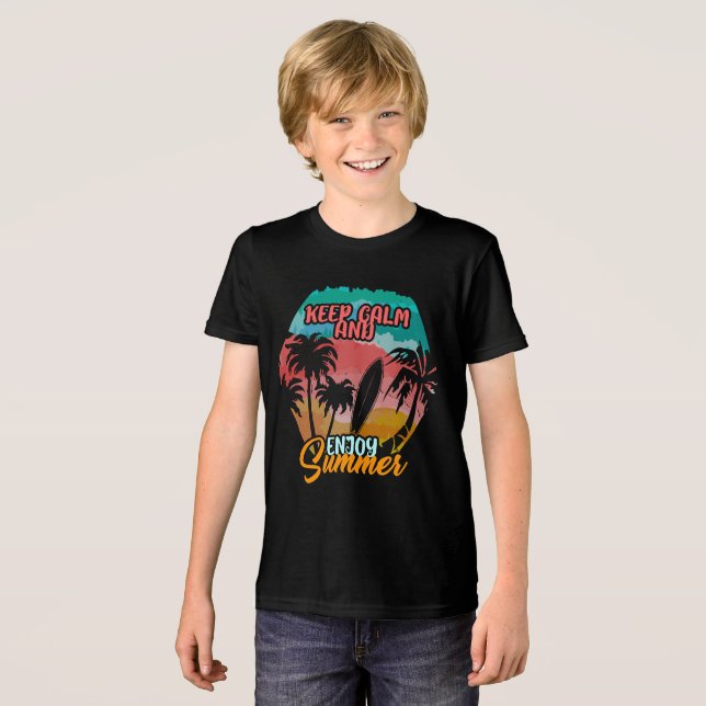 Keep Calm and Enjoy Summer  Tri-Blend Shirt (Front Full)