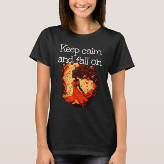 Keep calm and fall on with cute Leaves Girl in Aut T-Shirt