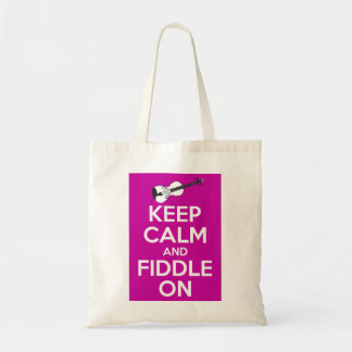 Keep Calm and Fiddle on (Fuschia Pink) Tote Bag