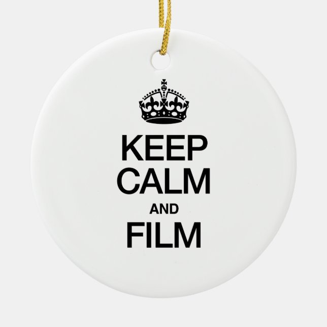 KEEP CALM AND FILM CERAMIC TREE DECORATION (Front)