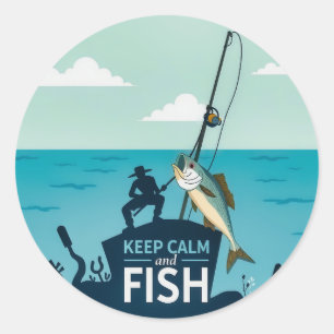 Keep Calm and Fish: Embracing Tranquillity in Natu Classic Round Sticker