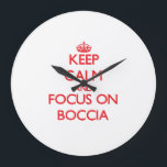 Keep calm and focus on Boccia Large Clock<br><div class="desc">Use the search tool at my store to find other ##EOF## merchandise. Keep calm and focus on Boccia products available on tshirts, sweatshirts, kids shirts, infant onsies, stickers, magnets, and much more ##EOF## clothing fully customisable to your specifications. If you like what you see, please link to my store (www.zazzle.com/shirtsports)...</div>