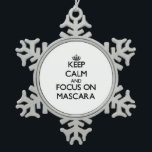 Keep Calm and focus on Mascara Snowflake Pewter Christmas Ornament<br><div class="desc">Use the search tool at my store to find other Mascara merchandise. Keep Calm and focus on Mascara products available on tshirts, sweatshirts, kids shirts, infant onsies, stickers, magnets, and much more Mascara clothing fully customisable to your specifications. If you like what you see, please link to my store (www.zazzle.com/thisandthatgifts)...</div>