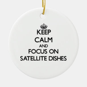 Keep Calm and focus on Satellite Dishes Ceramic Tree Decoration