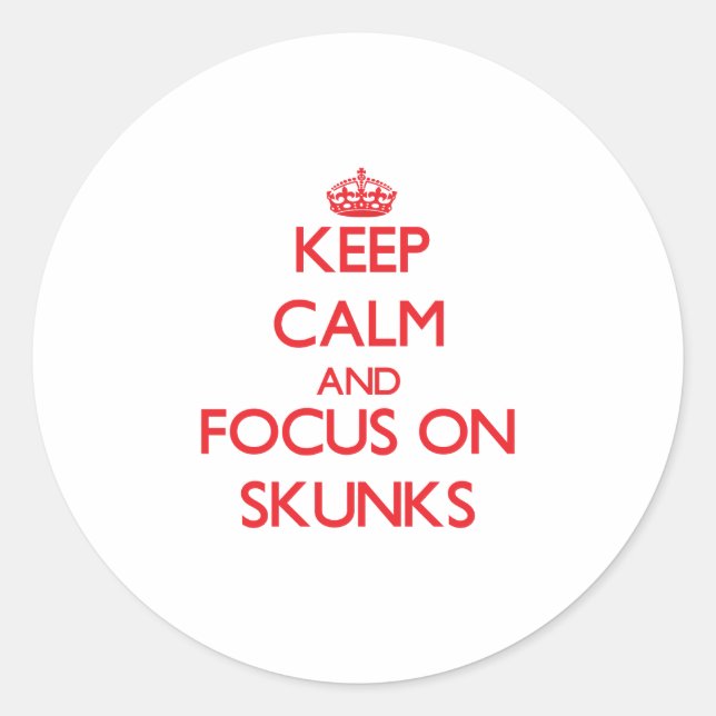 Keep Calm and focus on Skunks Classic Round Sticker (Front)