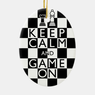 KEEP CALM AND GAME ON - Chess Ceramic Tree Decoration