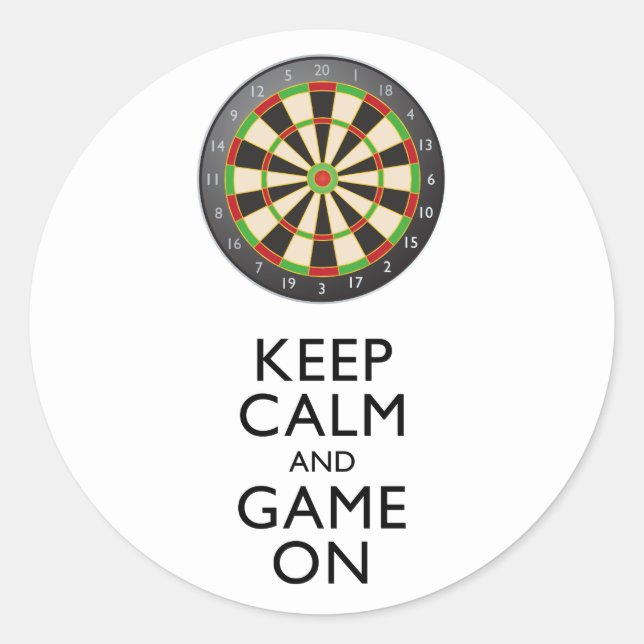 KEEP CALM AND GAME ON - Dart Board Classic Round Sticker (Front)