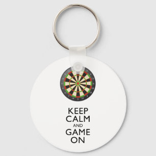 KEEP CALM AND GAME ON - Dart Board Key Ring