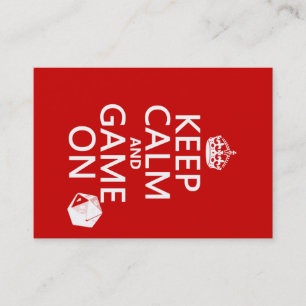 Keep Calm and Game On - dice - all colours Business Card