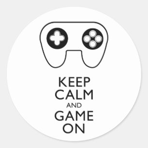 KEEP CALM AND GAME ON - Game pad Classic Round Sticker