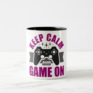 Keep calm and game on gaming Two-Tone coffee mug