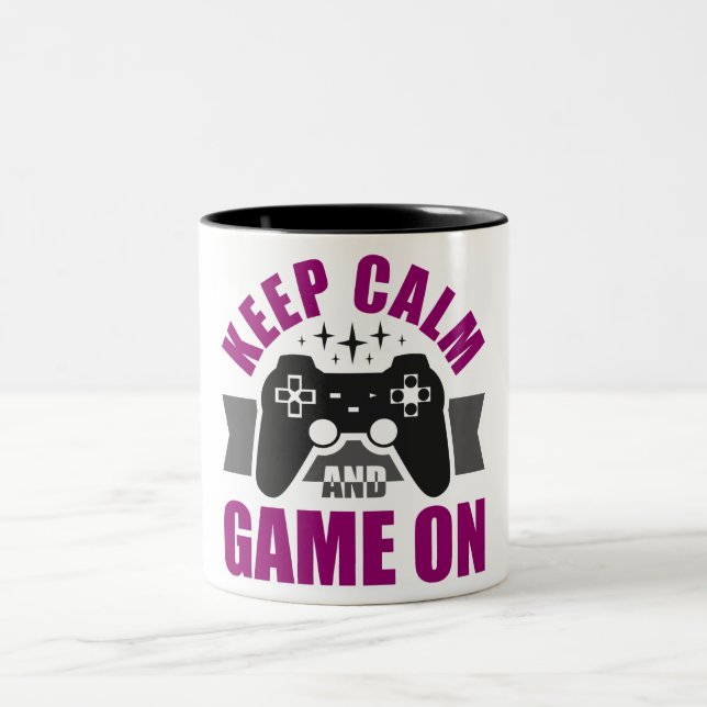 Keep calm and game on gaming  Two-Tone coffee mug (Center)