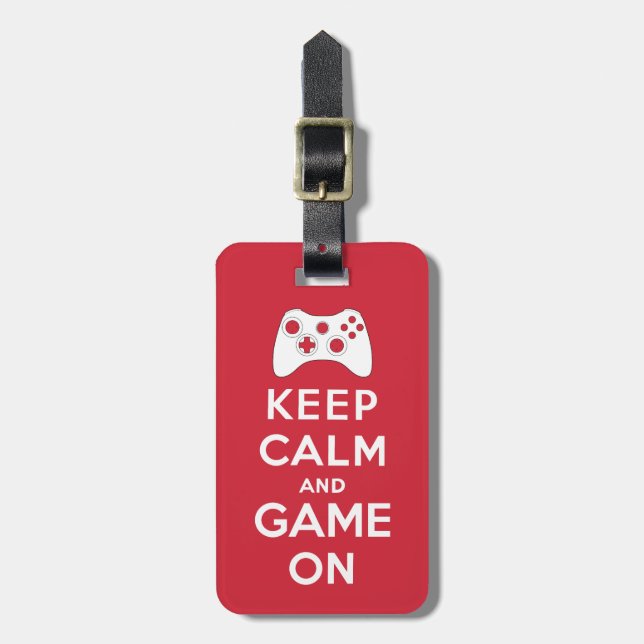 Keep calm and game on luggage tag (Front Vertical)