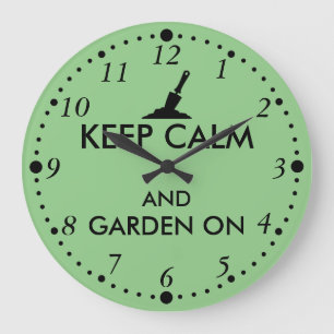 Keep Calm and Garden On Gardening Trowel Custom Large Clock