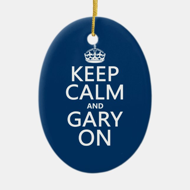 Keep Calm and Gary On (any colour) Ceramic Tree Decoration (Front)