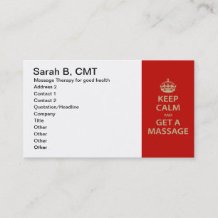 Keep Calm and Get a Massage Appointment Card