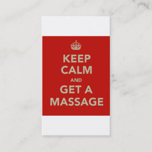 keep calm and get a massage business card