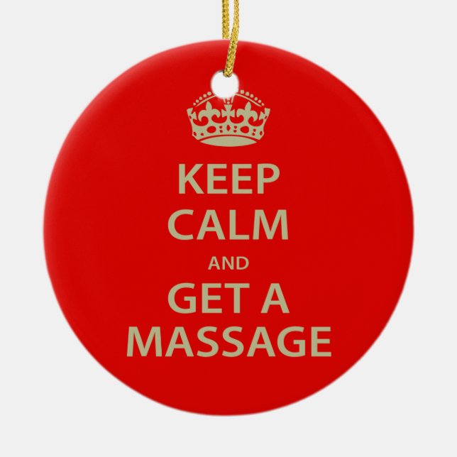 Keep Calm and Get a Massage Ceramic Tree Decoration (Front)