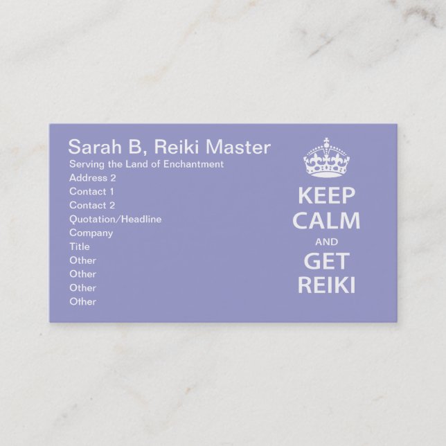 Keep Calm and Get Reiki Appointment Card (Front)