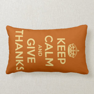 Keep Calm and Give Thanks Harvest Orange Lumbar Cushion