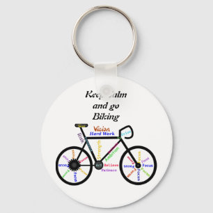Keep Calm and go Biking, with Motivational Words Key Ring