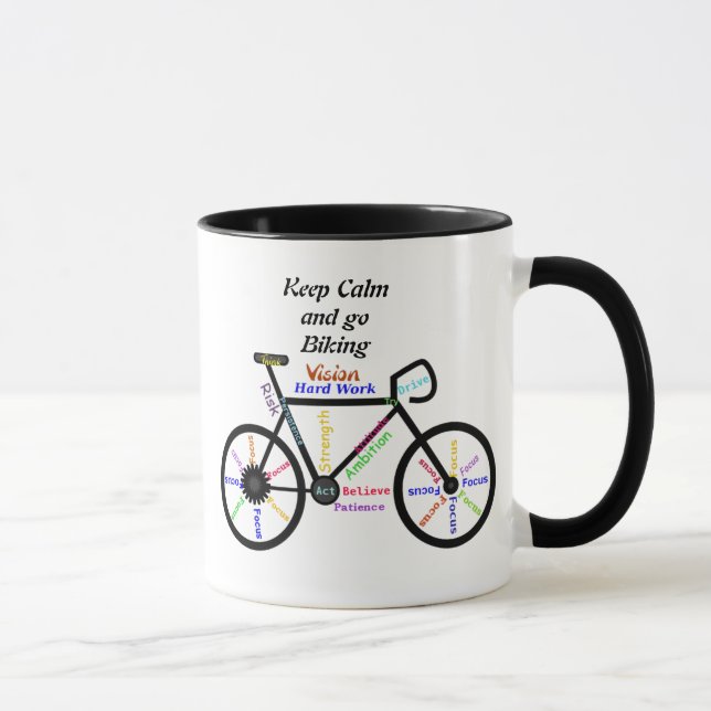 Keep Calm and go Biking, with Motivational Words Mug (Right)